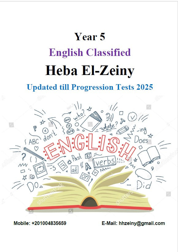 Cambridge Primary Year 5 English (0844/0058) Classified Mrs Heba El-Zeiny (2026)