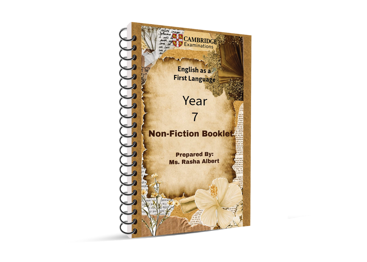 Cambridge Year 7 English (0861) - Package (Notes ,Classified) Ms. Rasha Alpert Edition 2026-2027